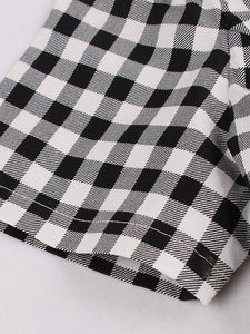 Plaid Collar Consice Short Sleeve Vintage Dress
