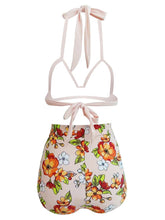 Load image into Gallery viewer, Sexy Classical Vintage Style Solid Background With Floral Two Pieces Bikini Sets