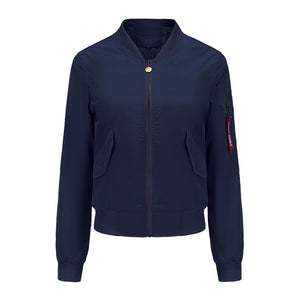 Women's Pilot Style Jacket Daily Zippered Fall Winter Casual Solid Color Stand Collar Sporty Jacket