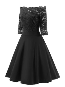 Off the Shoulder Half Sleeve Lace 50s Dress