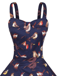 Sweet Birds Printed Cotton 50s Flapper Dress