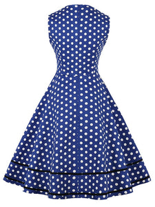 White 1950s Polka Dot Swing Dress