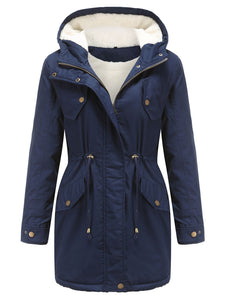 Women's Parka Coat Street Daily Winter Plush Long Coat Solid Color Oversized Fur Warm Coat