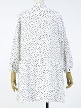 Load image into Gallery viewer, Women&#39;s White Polka Dots V Neck Loose Midi Length Dress