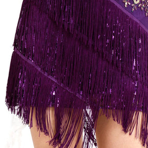 Purple 1920s Sequined Fringed  Flapper Dress