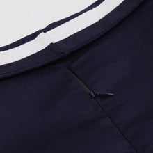Load image into Gallery viewer, Navy 1950s V Neck Vintage Swing Dress With Belt