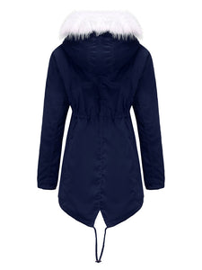 Women's Coat Daily Going Out Fall Winter Casual Waisted Solid Color Cotton Oversized Hoodie Coat