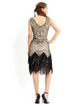 Load image into Gallery viewer, Wine Red 1920s V Neck Sequined Fringed Flapper Dres