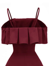 Load image into Gallery viewer, Navy 1950s Spaghetti Strap Ruffles Vintage Dress