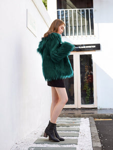 Faux Fur Coat Women Hooded Long Sleeve Oversized Winter Coat