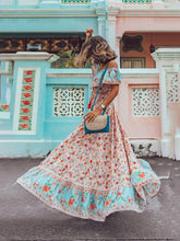 Load image into Gallery viewer, Women&#39;s Summer Boho Dress Floral Printed V Elastic Band Collar Beach Maxi Dress