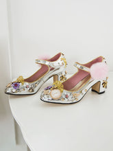 Load image into Gallery viewer, 9.5CM Luxury Pompom Chunky Heels Retro Shoes