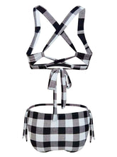 Load image into Gallery viewer, High Waisted Sexy Retro Style Backless Plaid Two Pieces Bikini Sets