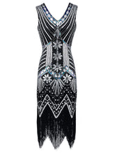 Load image into Gallery viewer, 4 Colors 1920s  Sequined Fringed Flapper Dress