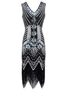 4 Colors 1920s  Sequined Fringed Flapper Dress