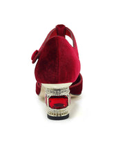 Load image into Gallery viewer, Velvet Rhinestone Chunky Heel  Vinatge Shoes