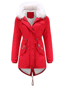 Women's Coat Daily Going Out Fall Winter Casual Waisted Solid Color Cotton Oversized Hoodie Coat