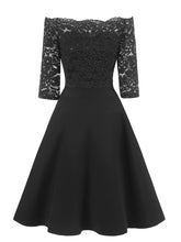 Load image into Gallery viewer, Off the Shoulder Half Sleeve Lace 50s Dress