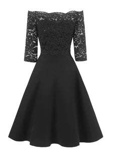 Off the Shoulder Half Sleeve Lace 50s Dress