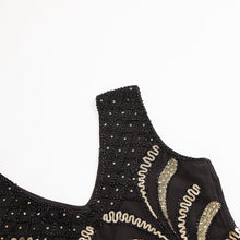 Load image into Gallery viewer, Black 1920s V Neck Sequined Flapper Dress