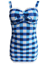 Load image into Gallery viewer, High Waisted Sexy Retro Style Backless Plaid One Piece Bikini