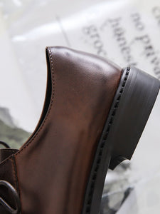 Women's Oxfords Round Toe Sheepskin Vintage Shoes