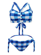 Load image into Gallery viewer, High Waisted Sexy Retro Style Backless Plaid Two Pieces Bikini Sets