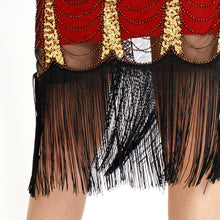 Load image into Gallery viewer, Red Gold 1920s V Neck Sequined Flapper Dres