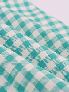 Printed V Neck Green Plaid Vintage Dress