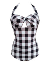 Load image into Gallery viewer, Elegant Type Retro Style Backless Plaid One Piece Swimsuit