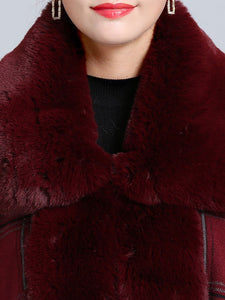 Plaid Women Poncho Sweater Faux Fur Coat Shawl Collar