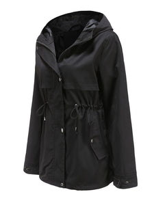 Women's Jacket Daily Going Out Fall Winter Casual Waisted Solid Color Hoodie Sporty Jacket