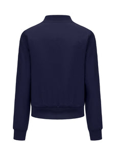 Women's Pilot Style Jacket Daily Fall Winter Casual Solid Color Stand Collar Sporty Jacket