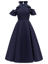 Load image into Gallery viewer, Elegant Open Shoulder CrewNeck Dress