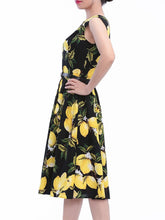 Load image into Gallery viewer, Sweet Lemon Printed Cotton 50s Flapper Dress