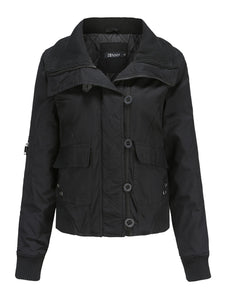 Women's Jacket Street Daily Holiday Fall Winter Turndown Collar Cotton Warm Solid Color Jacket