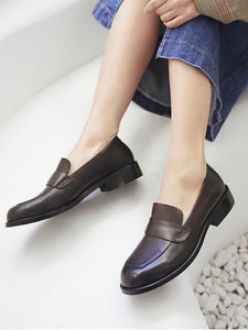 Women's Oxfords Round Toe Cowhide Leather Vintage Shoes
