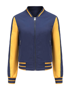 Women's Jacket Street Daily Fall Winter Casual Two Tone Stand Collar Sporty Jacket