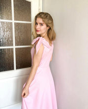 Load image into Gallery viewer, Pink High Waist 1950s Off Shoulder Bow Dress