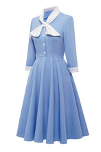 Load image into Gallery viewer, Big BowKnot Baby Blue 3/4 Sleeve 1950S Vintage Dress With Button