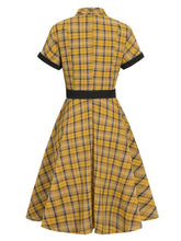 Load image into Gallery viewer, 1950S Yellow Plaid  Vintage Dress With Belt