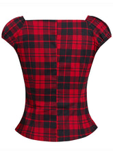 Load image into Gallery viewer, 1950S Plaid Puff Sleeve Crop Tops