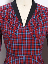 Load image into Gallery viewer, 1950S Plaid 3/4 Sleeve Vintage Dress 