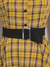 Load image into Gallery viewer, 1950S Yellow Plaid  Vintage Dress With Belt