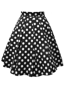 1950S Polka Dots High Wasit Pleated Swing Skirt 