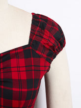 Load image into Gallery viewer, 1950S Plaid Puff Sleeve Crop Tops
