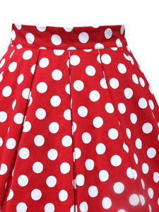 1950S Polka Dots High Wasit Pleated Swing Skirt 