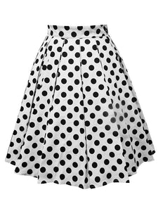 1950S Polka Dots High Wasit Pleated Swing Skirt 