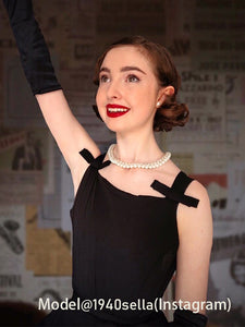 The Marvelous Mrs.Maisel Same Style Little Black Dress Set With Necklace And GLoves